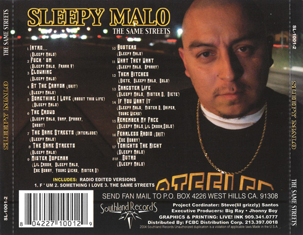 Sleepy Malo - The Same Streets Chicano Rap